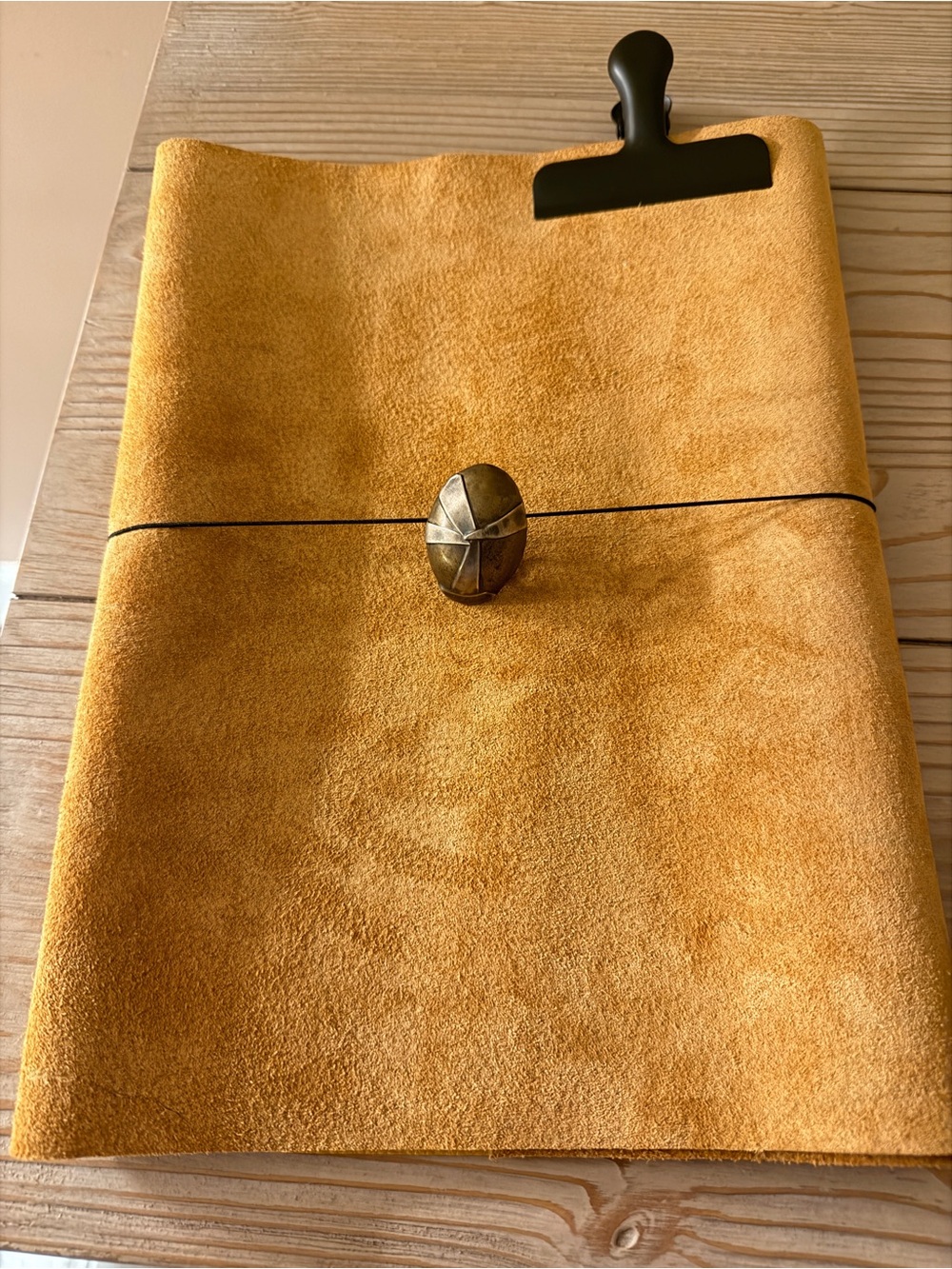 Handmade Mustard Yellow Suede A4 Journal with Vintage Charm